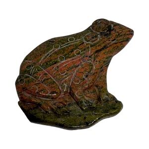 Vintage Unikite Stone Frog stone pin brooch high end Saks fifth rosemary G ro do